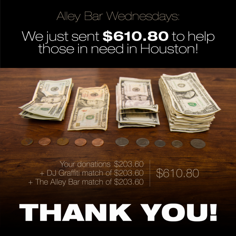 DJ Graffiti & Alley Bar Donation to Houston Hurricane Harvey