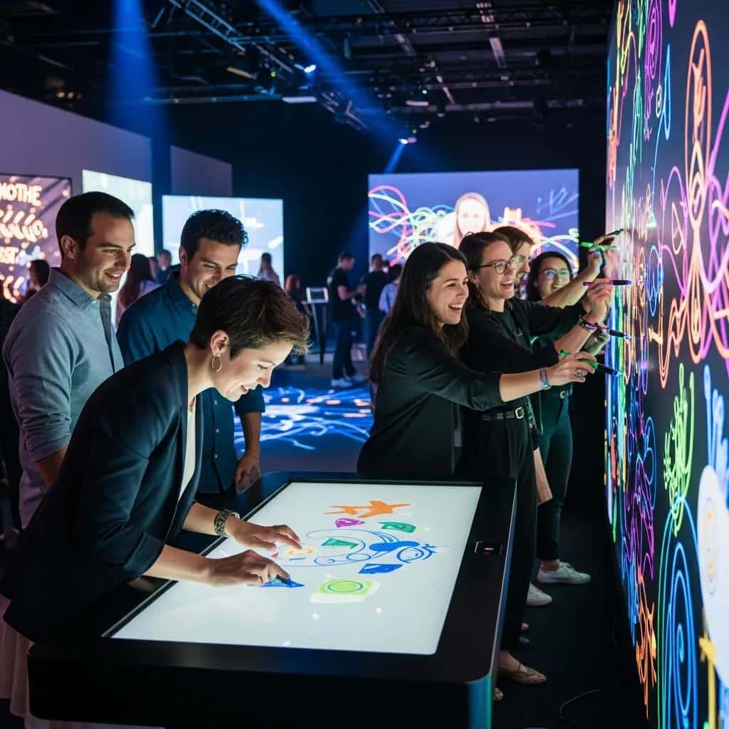Attendees engaging in interactive entertainment at a product launch