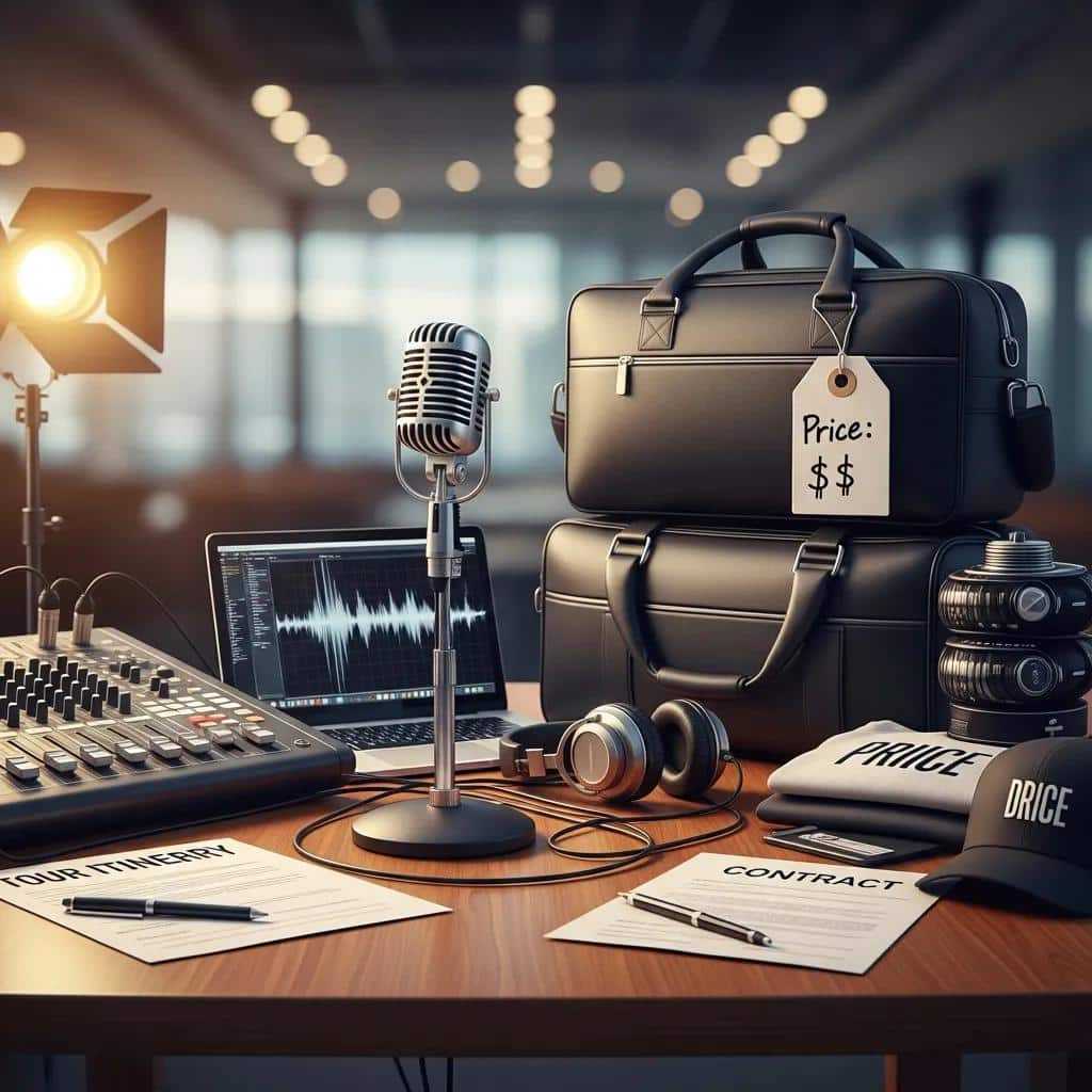 Elements influencing pricing for hip-hop entertainment including sound equipment and travel bags