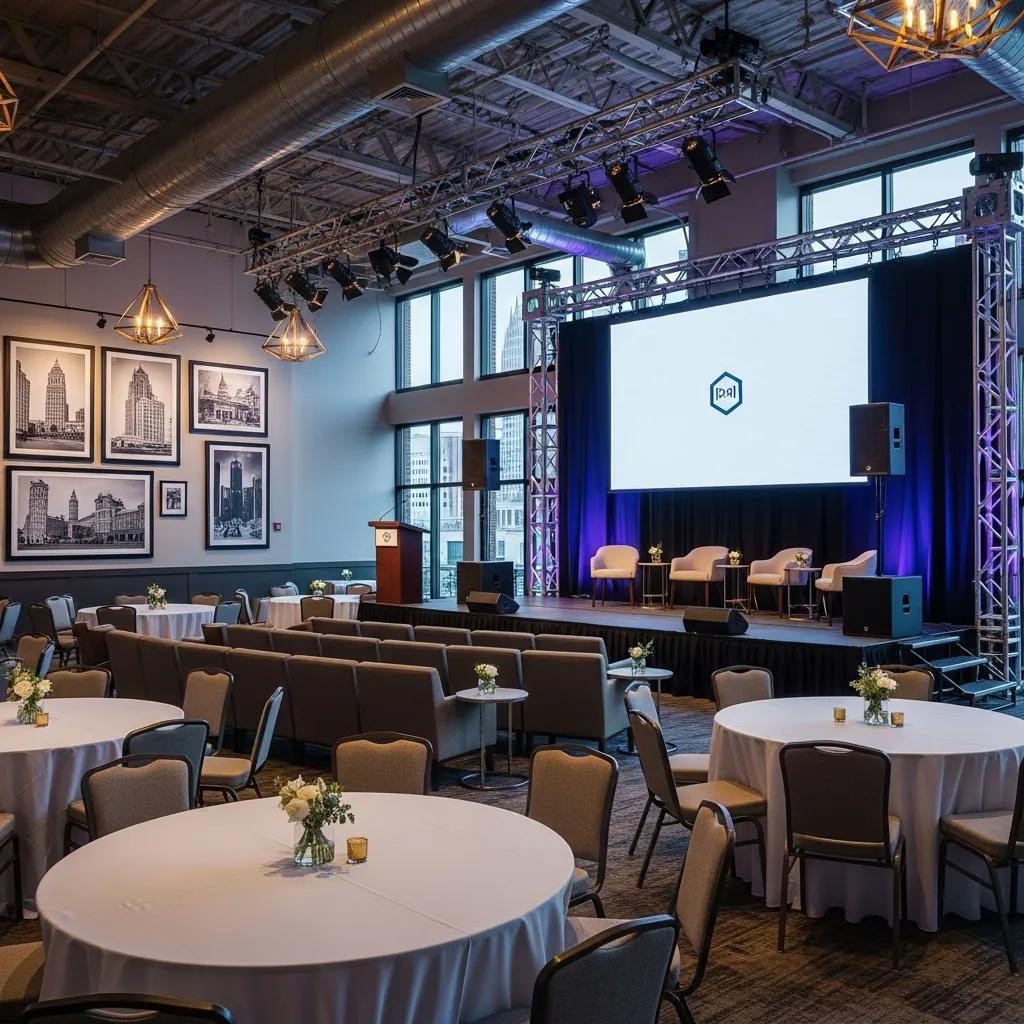 Stylish downtown Detroit venue interior for corporate events
